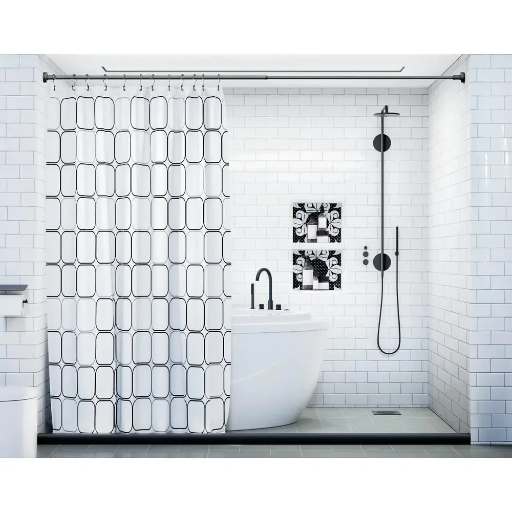 BloomFlower Black Shower Curtain Rod,43''-72'' Never Rust Adjustable Tension Rod